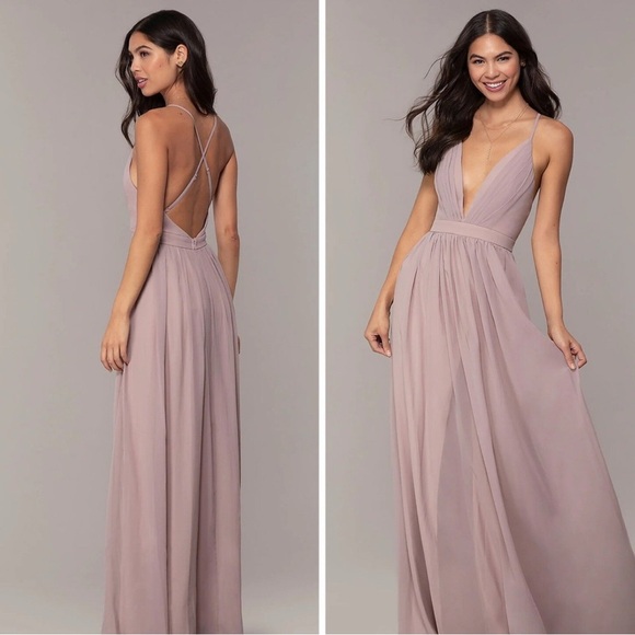 Lulus Dresses & Skirts - Lulus Women's Chiffon Simply Prom Mauve Gown Maxi Dress Cocktail Prom XS